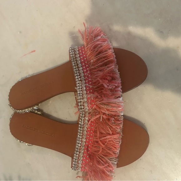 Badgley Mischka Sharlene Pink Fringe Sandals 7.5 - Picture 3 of 7